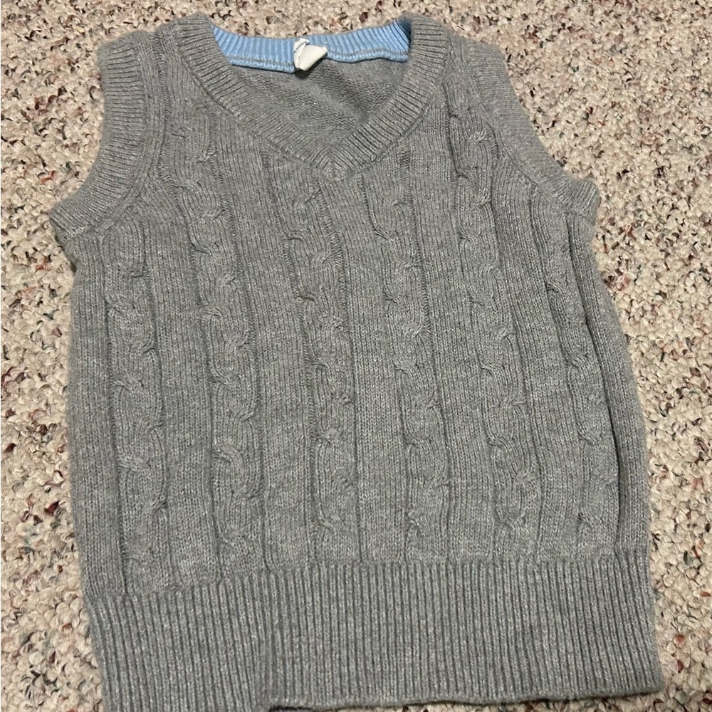 Gray Cable Knit Sweater Vest